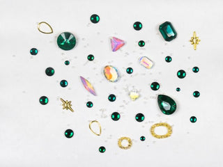 Rhinestones & Sten mix - Green