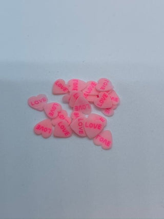 Lyserødt fimo love hjerte 20 stk