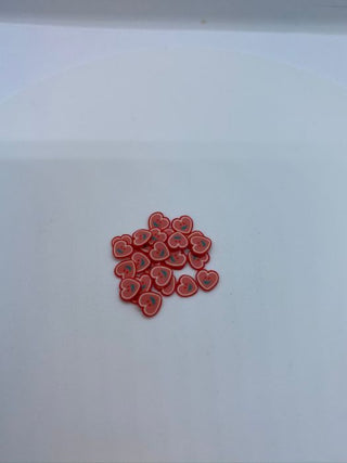 Rødt smiley fimo hjerte 20 stk