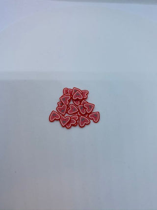 Rødt spidst smiley fimo hjerte 20 stk