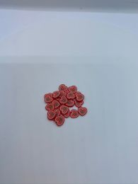 Rødt smiley fimo hjerte 20 stk